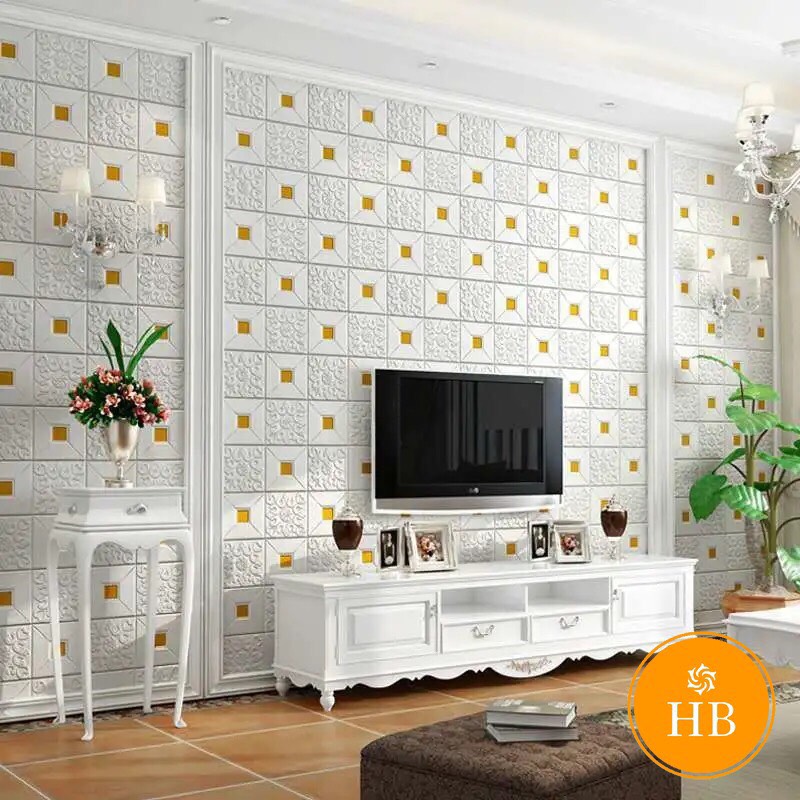 20 tấm xốp dán tường hoa văn tim 3d kích thước 70x70cm