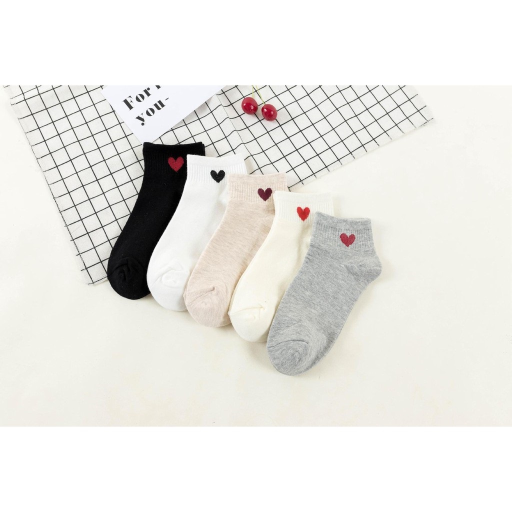 Tất xinh - combo 05 đôi tất trái tim hàn quốc mix đồ siêu kute