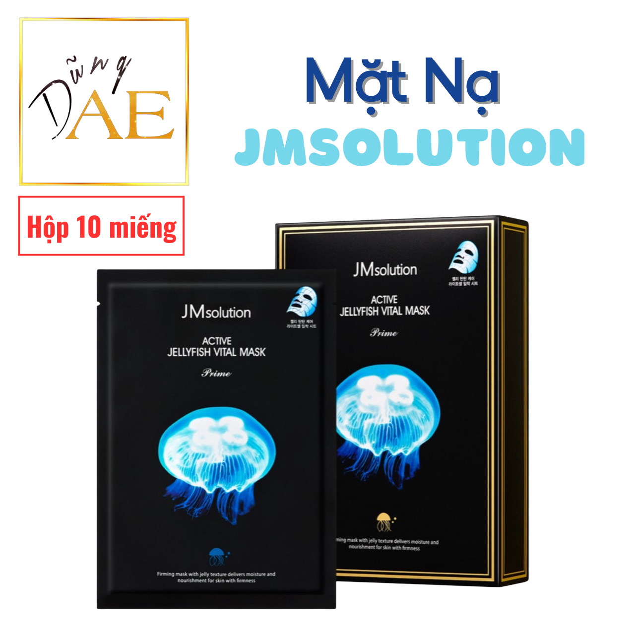 Mặt Nạ JMsolution Sứa Biển Cấp Ẩm, Làm Sáng Da Active Jellyfish Vital Mask Prime Hàn Quốc - Hộp 10 Miếng