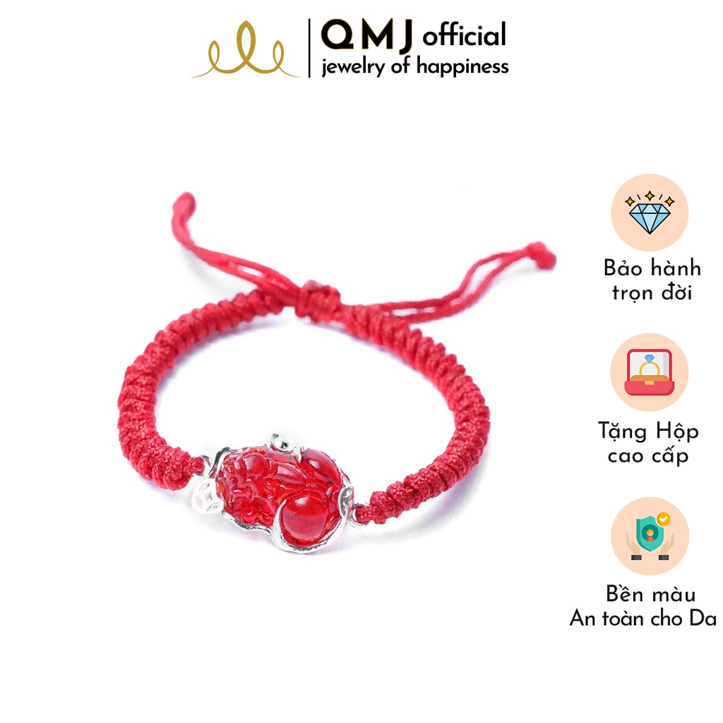 QMJ Vòng tay chỉ đỏ tỳ hưu phong thủy tài lộc mang may mắn cho chủ nhân bạc 925 cao cấp - QKL282