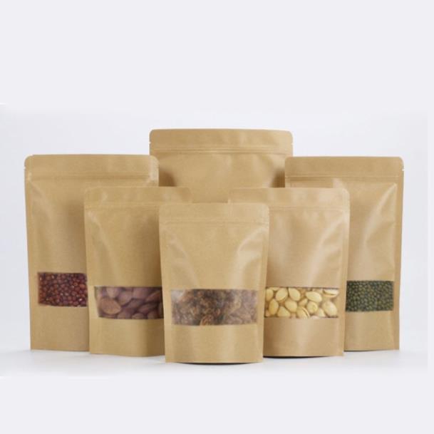 Túi zipper kraft giấy cửa sổ tràn 1kg - đựng thực phẩm - mỹ phẩm