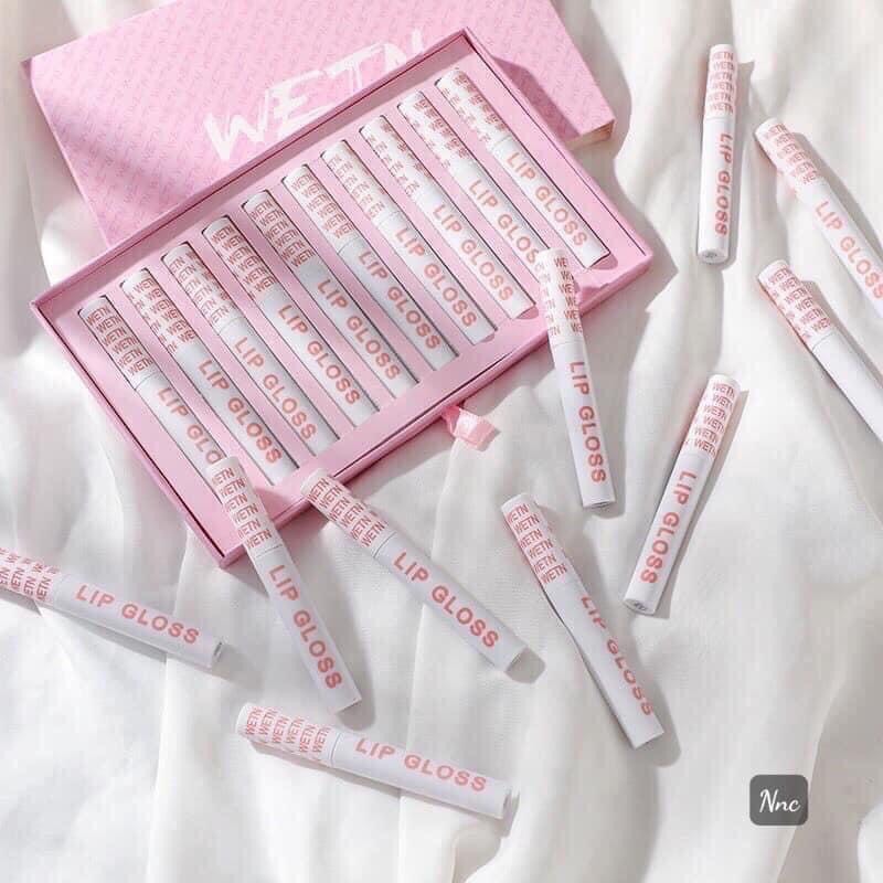 Set 10 cây son went lip gloss siêu lì siêu mịn bền màu chống trôi