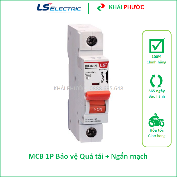 Mcb 1p cb tép cầu dao 1 pha 6a 10a 16a 20a 25a 32a 40a 50a 63 6ka ls bkj63n 1p áp tô mát tép át tép aptomat - khải phước electric