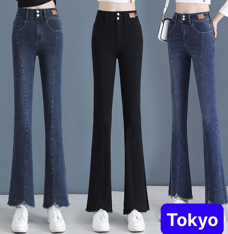 QUẦN JEAN NỮ CHẤT BÒ XANH ĐEN ỐNG LOE 2 CÚC LƯNG CAO NÂNG MÔNG DÁNG CAO NGỌC NGÀ PHONG CÁCH CAO CẤP MỚI DB 0192- TOKYO FASHION