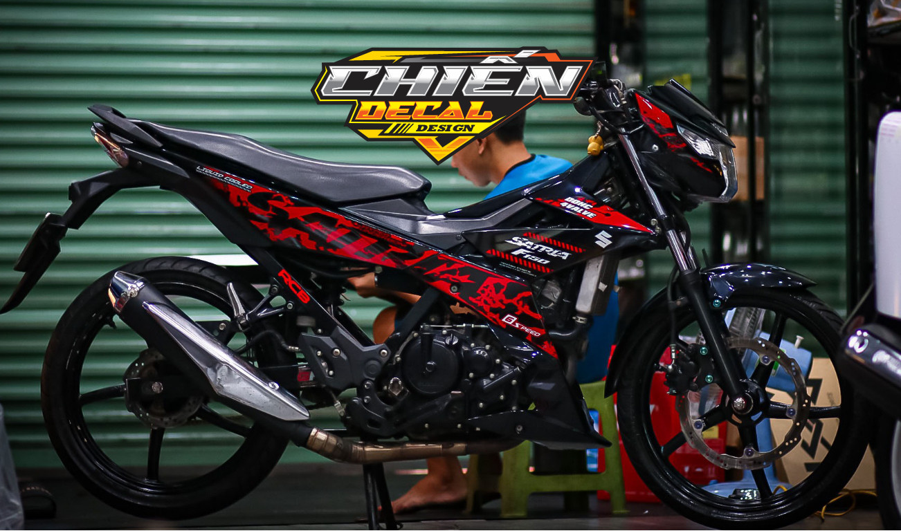 Tem rời xe satria - raider F150 mẫu tem zin đỏ đen 2024