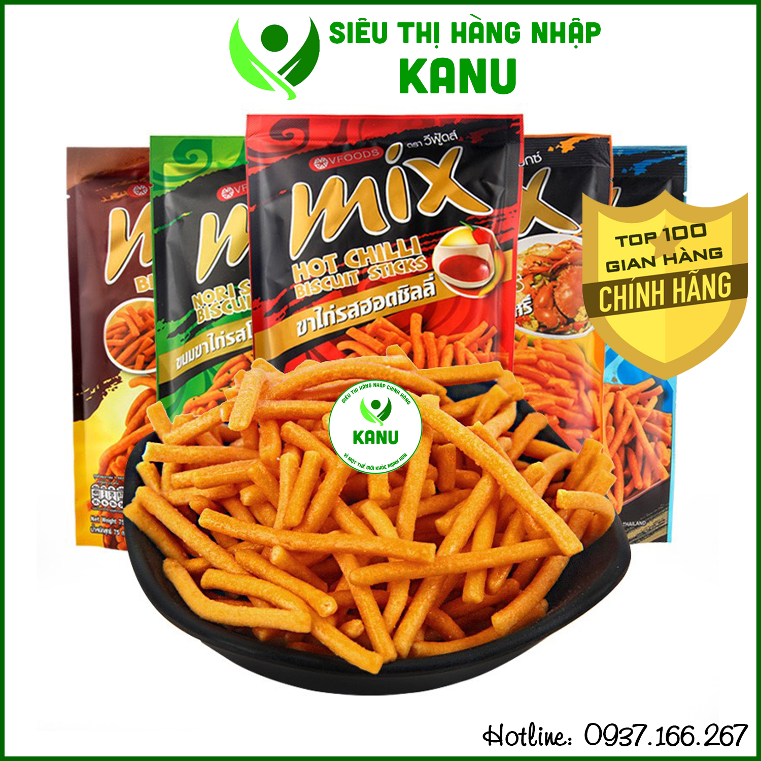 Snack tăm Mix Vfood Thái Lan siêu ngon - bim bim tăm cay - đồ ăn vặt ngon rẻ