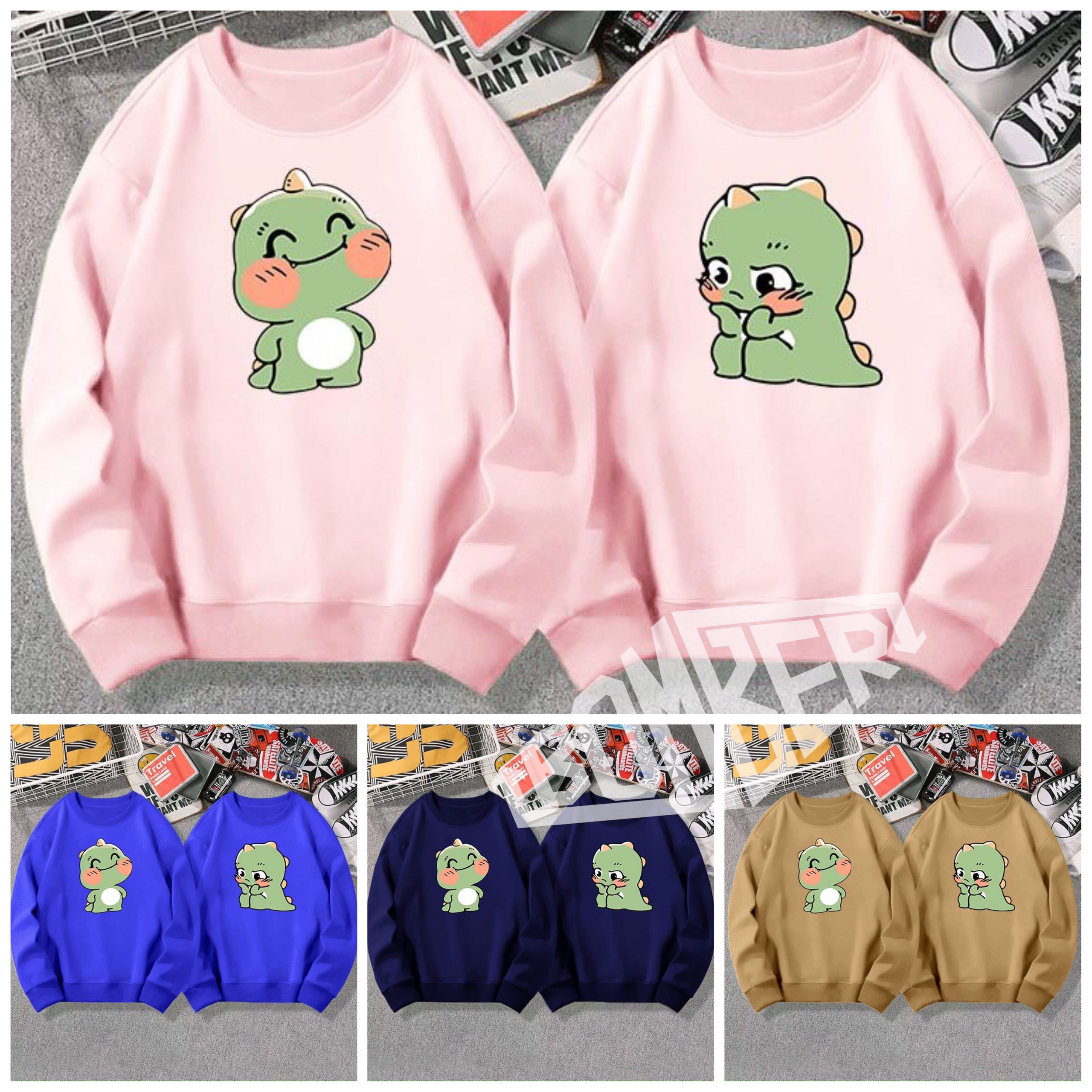 Áo sweater style Hàn cute thiết kế unisex cho cả nam và nữ hình in khủng long Baby KBG2 - 13 màu - 3 size