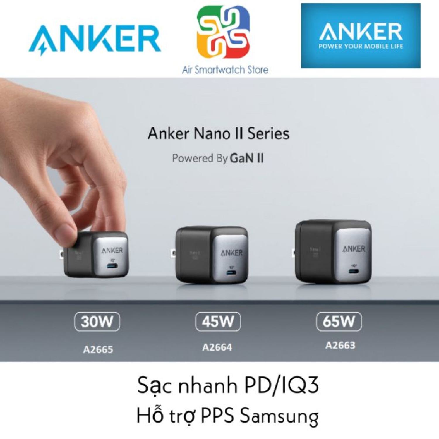 Củ sạc nhanh pd/iq3/pps anker nano ii a2663 65w/ a2664 45w/ a2665 30w