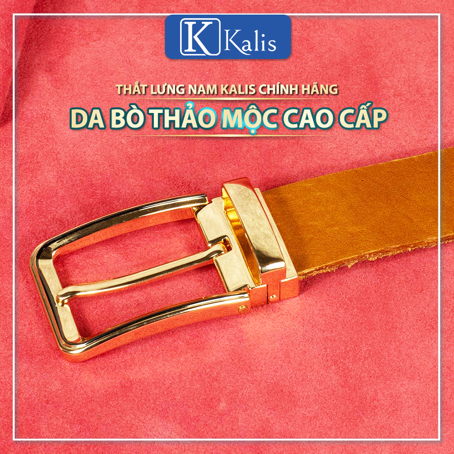 Thắt lưng nam cao cấp chính hãng KALIS da bò thảo mộc thật 100% khóa kim Full hộp dây nịt nịch thắt lưng da bò thật nam cao cấp hàng hiệu.