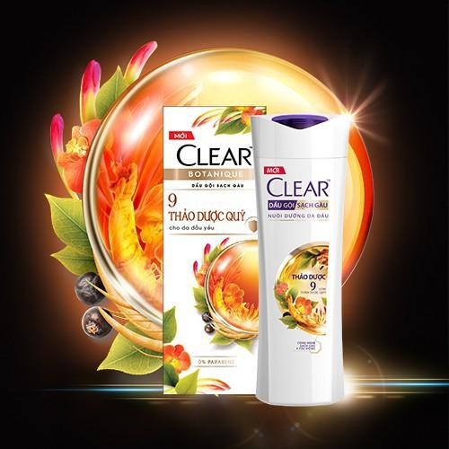 Dầu gội sạch gàu nuôi dưỡng da đầu clear thảo dược chai 140g