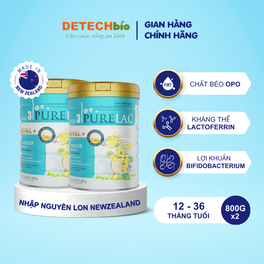 Combo 2 sữa bột purelac 3 800g nhập khẩu new zealand