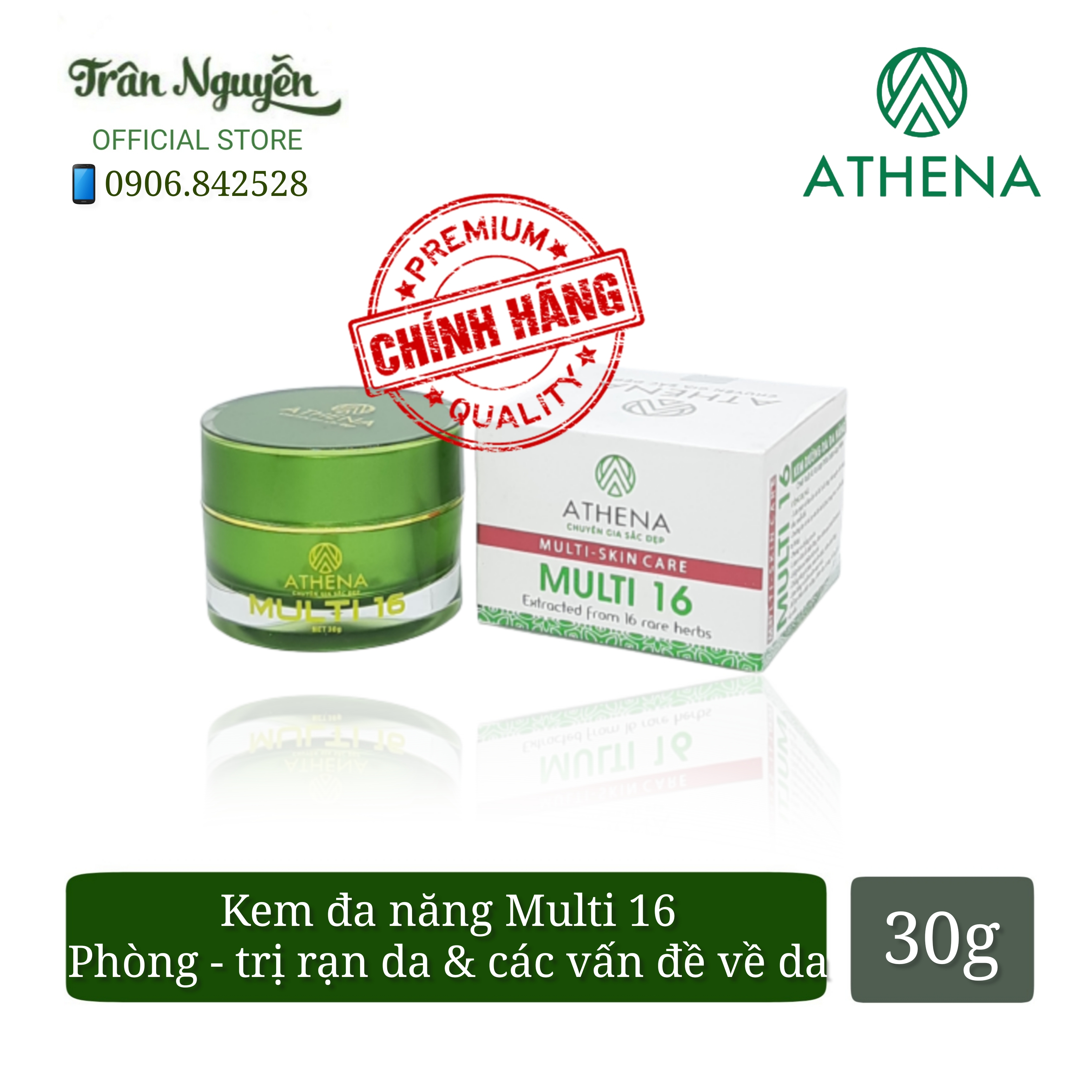 Kem Rạn Multi 16 Athena 30g - Kem Ngừa Rạn, Chống Rạn Da Mẹ Bầu, Mờ Rạn Cho Mẹ Sau Sinh, Mờ Rạn Tăng Cân Nhanh, Mờ Rạn Do Tập Gym