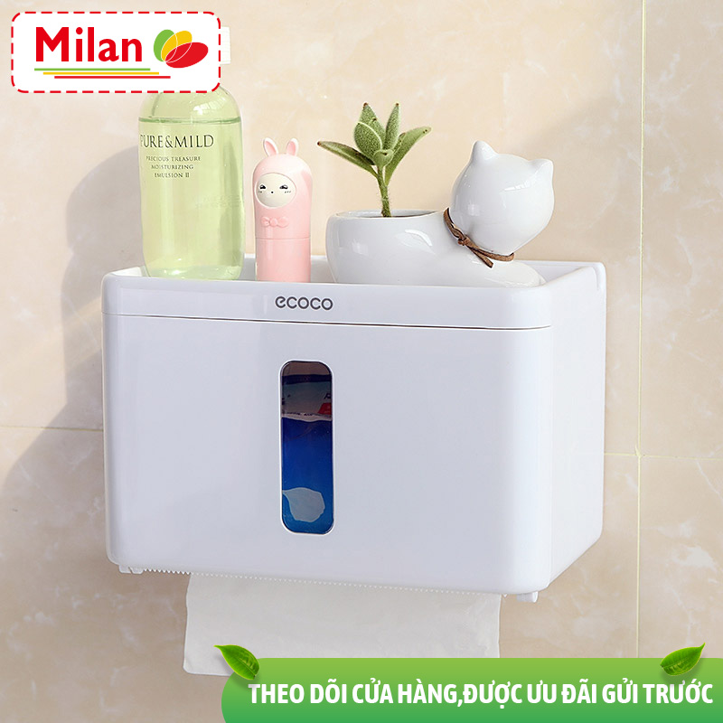Hộp đựng khăn giấy vệ sinh không khoan lỗ cao cấp ECOCO, sành điệu và sáng tạo, chống nước và chống ẩm, thích hợp để giấy rút, giấy cuộn, điện thoại di động và lưu trữ các vật dụng nhỏ, kích thước 14,5 * 13,4 * 14,3cm