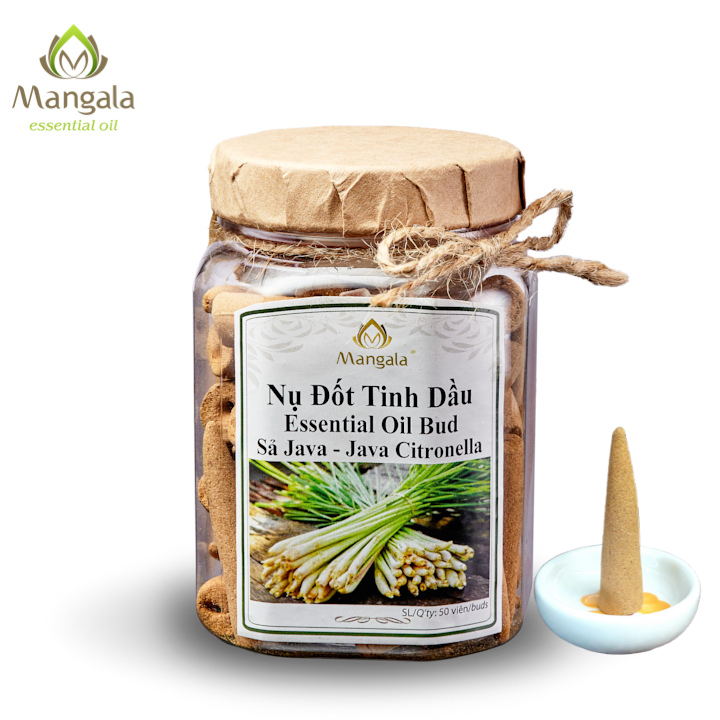 Nụ đốt tinh dầu tinh dầu sả java mangala - nụ đốt tinh dầu đuổi muỗi - 50 viên - 100% nguyên liệu thiên nhiên, không hóa chất