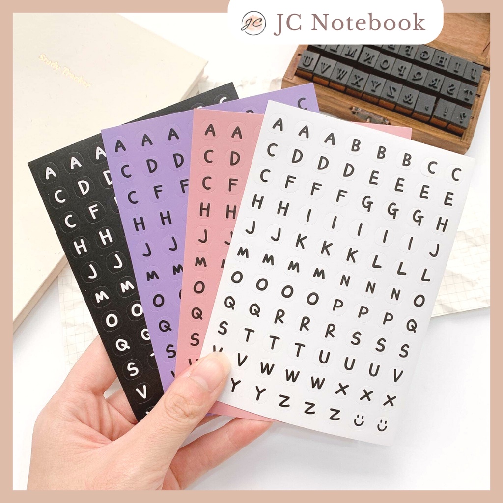 1 tấm sticker chữ cái alphabet | sticker số | hình dán trang trí toploader / sổ