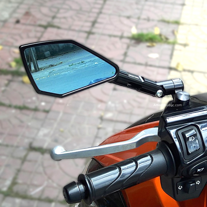 [HCM]Gương Chiếu Hậu 5 Cạnh Cho Xe Máy [ 1 chiếc Trái Đen ]