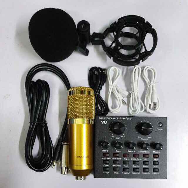 [HCM]Combo Bộ míc thu âm BM900 và Sound Card V8 chuyên dụng hát live stream với đầy đủ chức năng chỉnh giọng âm thanh