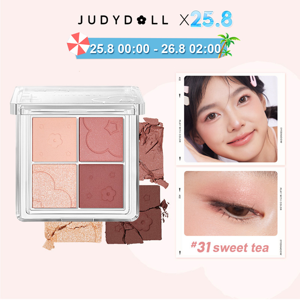 Judydoll trang điểm mette tông màu đất phấn mắt 4 màu đám mây mềm mại phấn mắt, má