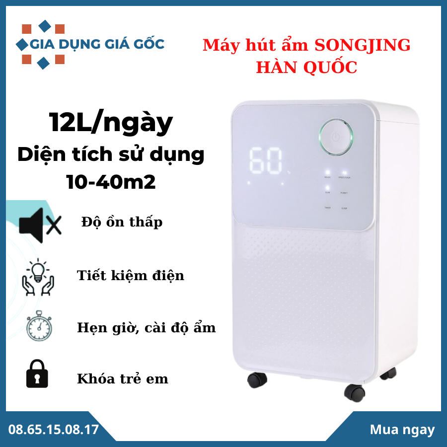 Máy hút ẩm SKYRUN 20L/ngày - Hút ẩm & lọc không khí 4 cấp, sấy khô quần áo