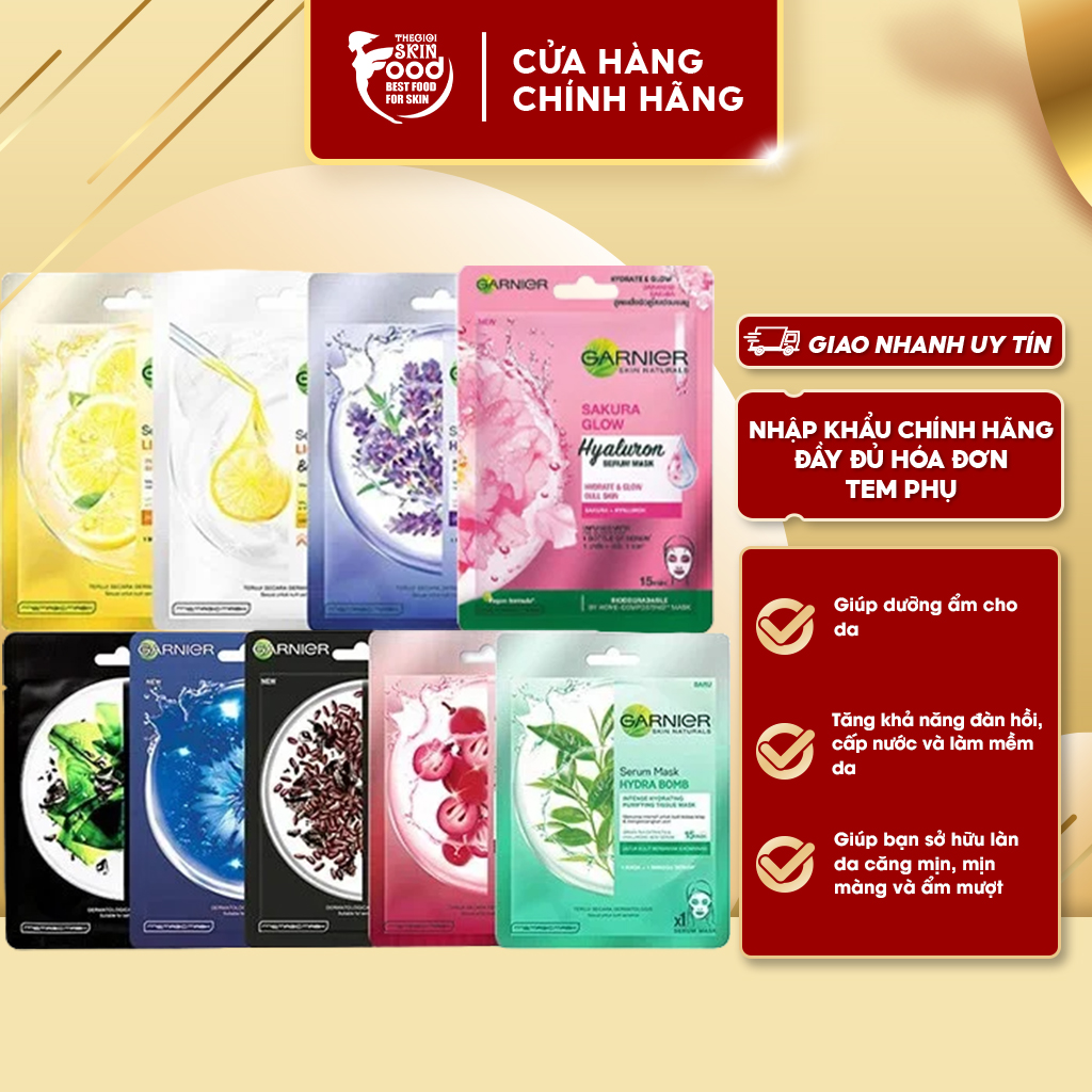  Mặt Nạ Tinh Chất Chiết Xuất Thiên Nhiên Giúp Dưỡng Ẩm Hỗ Trợ Trắng Sáng Da Garnier Serum Mask 