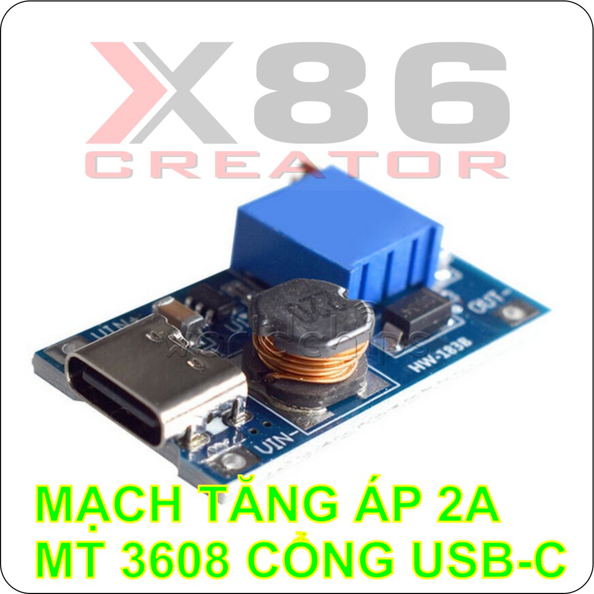 Mạch tăng áp dc-dc mt3608 2a cổng usb type c x86