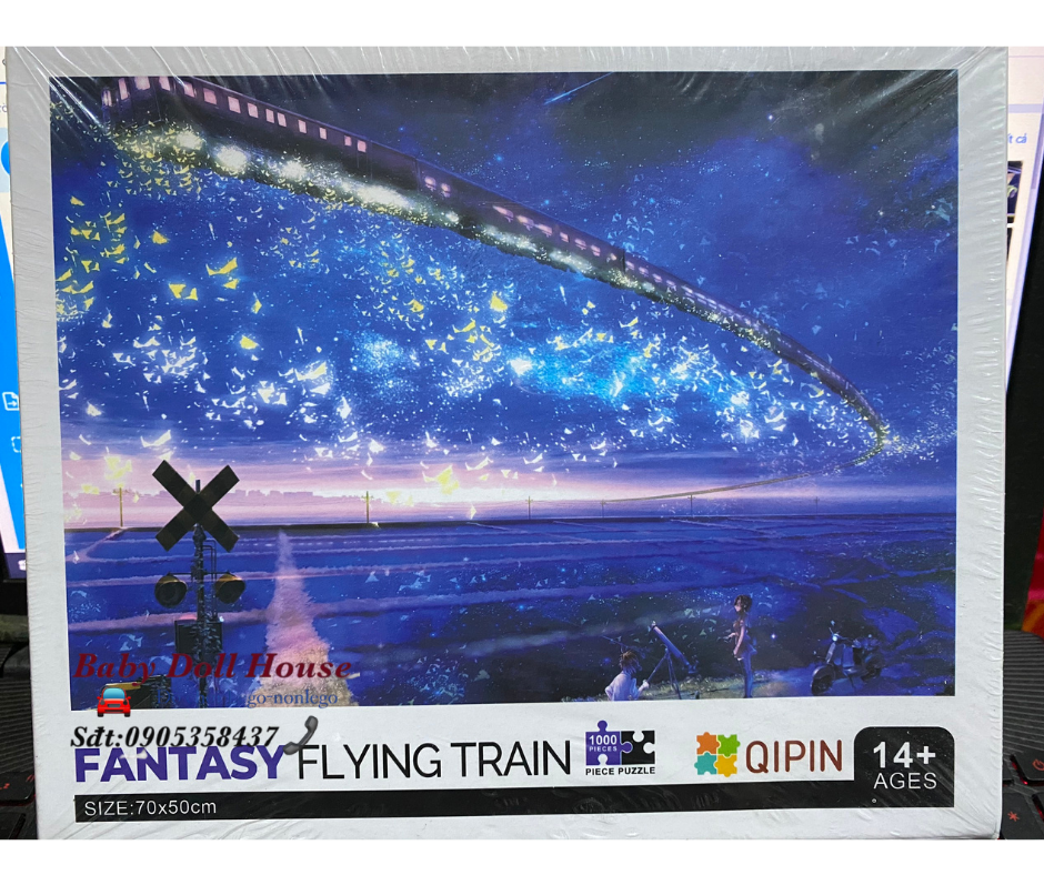 Tranh ghép xếp hình 1000 miếng piece puzzle fantasy flying train