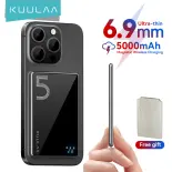 Kuulaa 5000mAh Power Bank Không Dây Tích Hợp Nam Châm PD20W Wireless Magsafe PowerBank for iPhone 16 Pro Max 15 14 13 12 Series Slim Fast Charge with Auto-wake 6.9mm Ultra-thin Portable Wireless  Battery Pin Sạc Dự Phòng