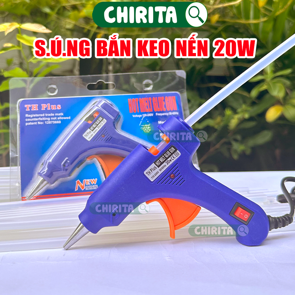 Máy Bắn Keo Nến Nhỏ 20w - 10/20 Cây Keo Nến Silicone Làm Đồ Handmade, Phụ Kiện Làm Hoa, Dụng Cụ Sửa Chữa Chirita