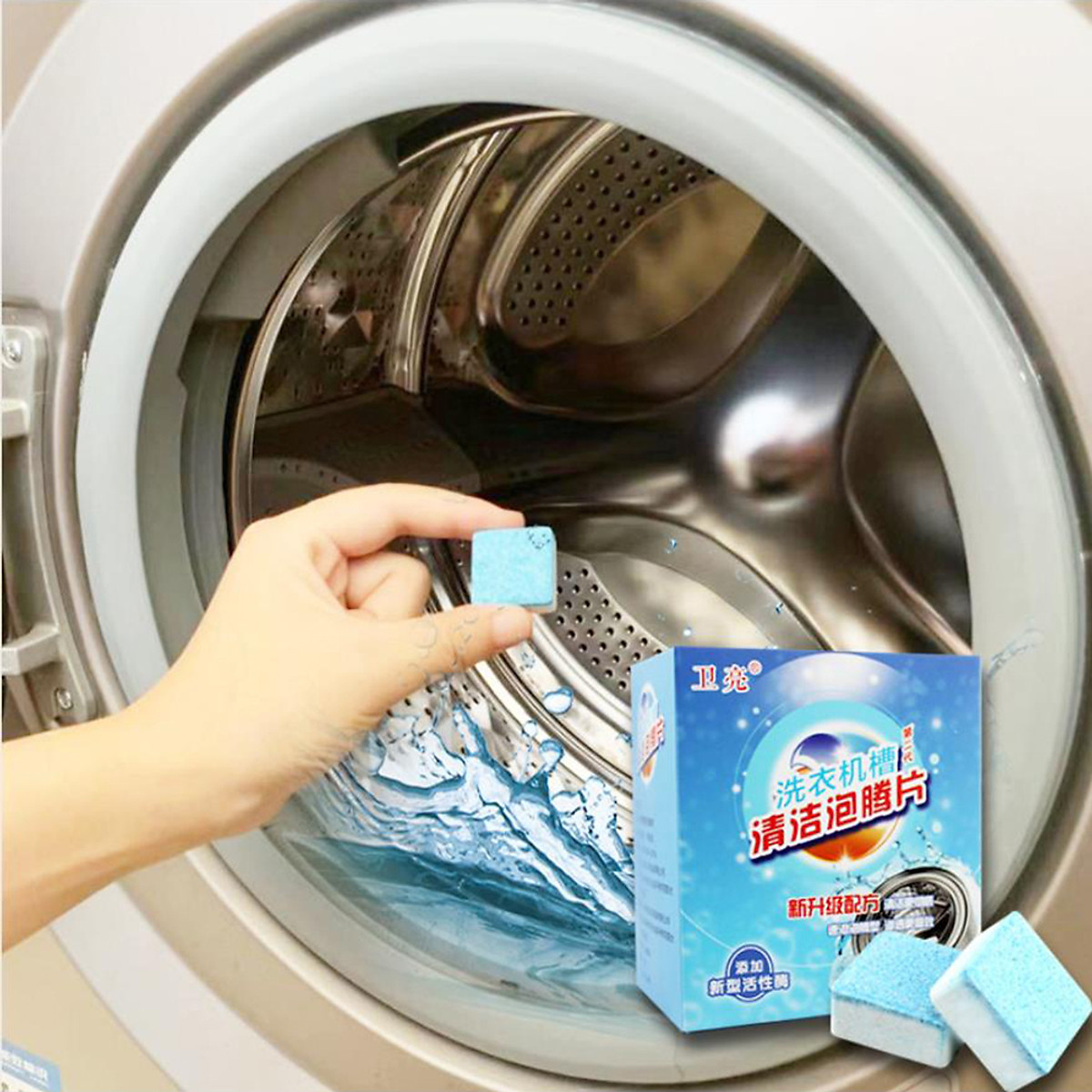 Viên tẩy lồng máy giặt khử sạch cặn bẩn, vệ sinh máy giặt diệt khuẩn và khử mùi lồng máy - viên tẩy lồng máy giặt đa năng tiện lợi, hộp 12 viên