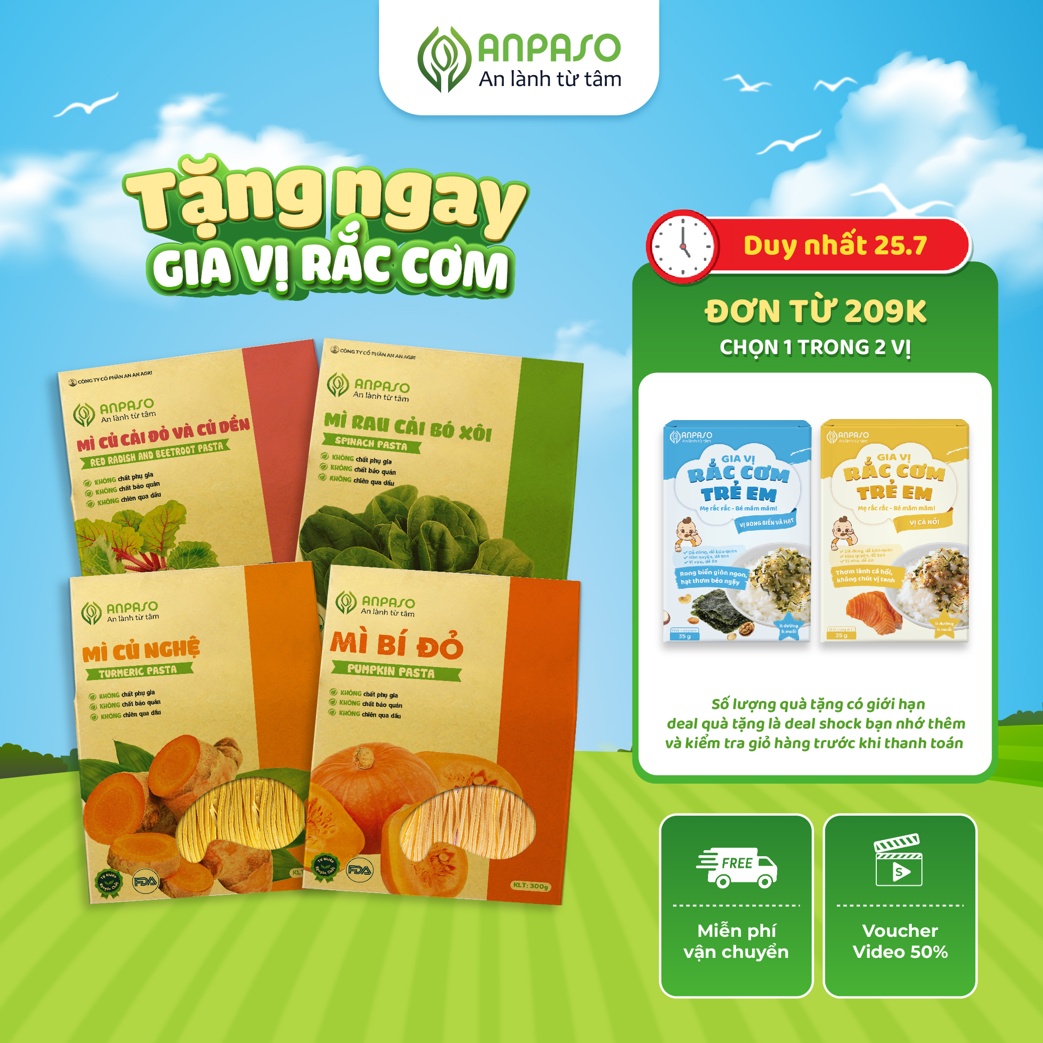 Mì rau củ organic anpaso eat clean giảm cân, ăn chay, thực dưỡng, bổ sung vitamin, chất xơ