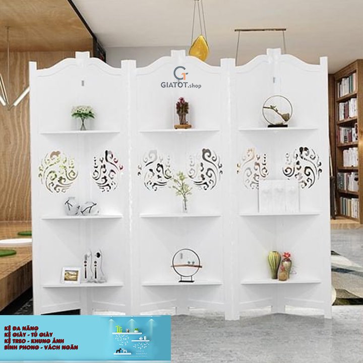 Bình phong vách ngăn có kệ trang trí kín đáo ấn tượng GTS321 / 1 Tấm
