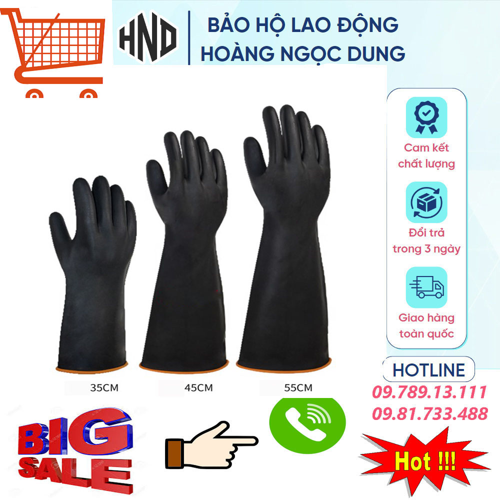Găng tay cao su đa năng chống axit , hóa chất , chịu dầu ,chống nước bảo hộ lao động