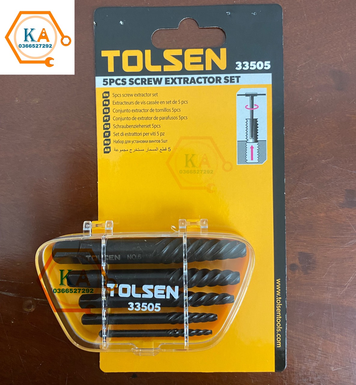 Bộ tháo ốc gãy tolsen 33505 5 mũi, bộ tháo lấy ốc gãy, vặn ốc vít đầu ống nước hư gãy