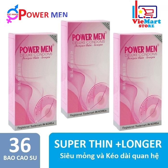 Bộ 3 Hộp Bao cao su Powermen Superthin và Longer 12s - Hãng phân phối chính thức