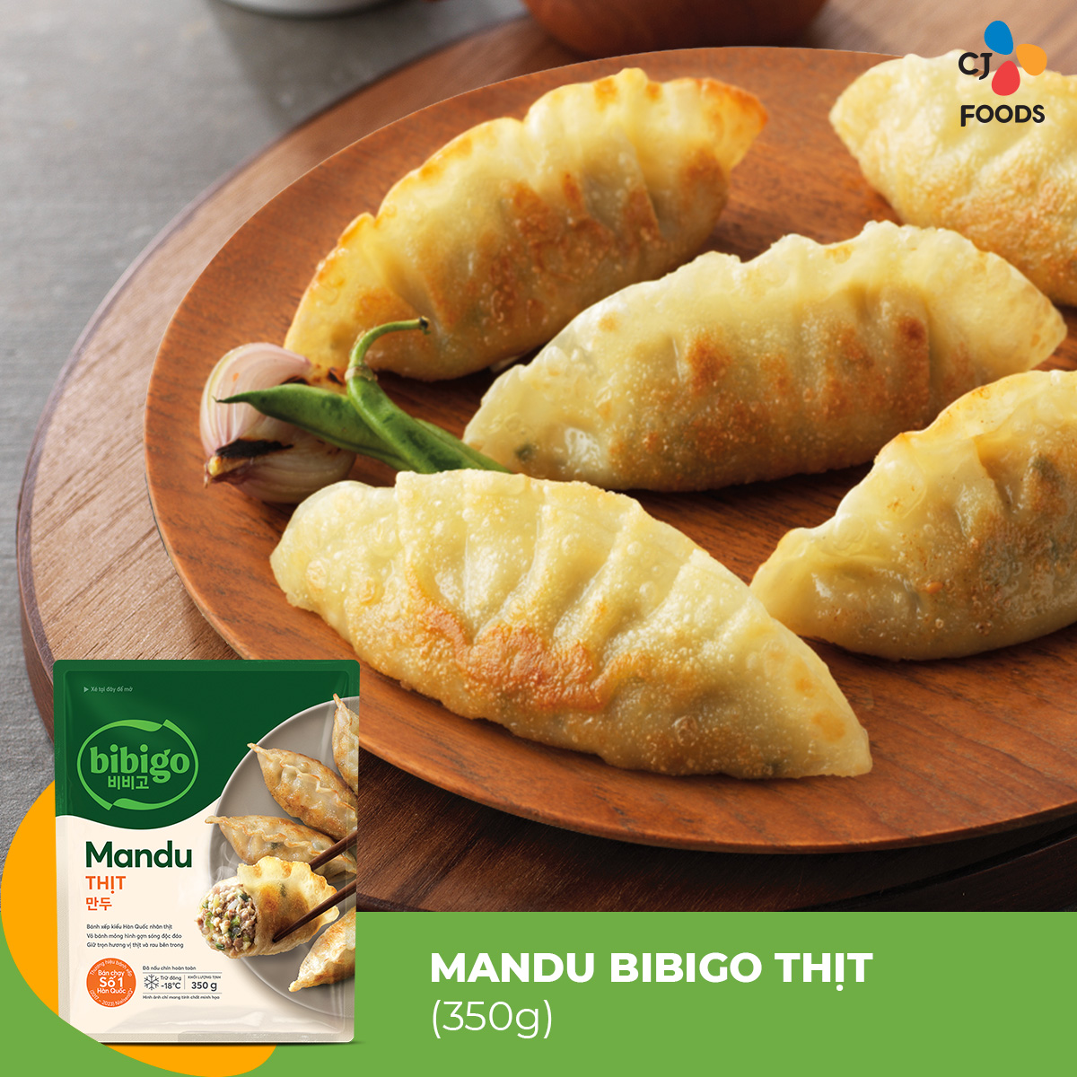 Bánh xếp Mandu Bibigo nhân Thịt 350g
