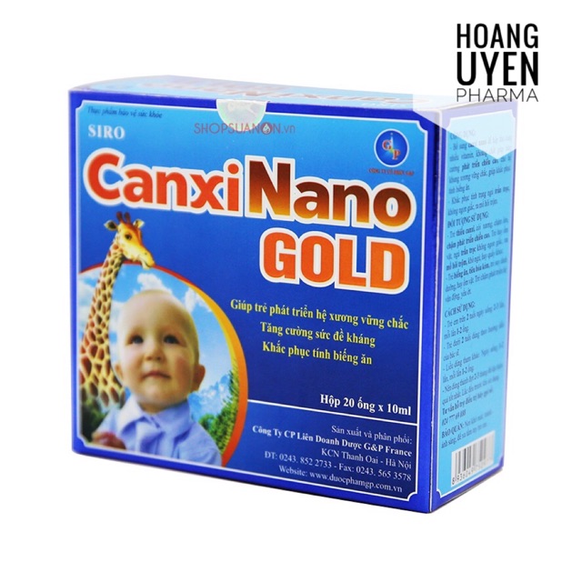 Canxi nano Gold New G&P - Hộp 20 ống