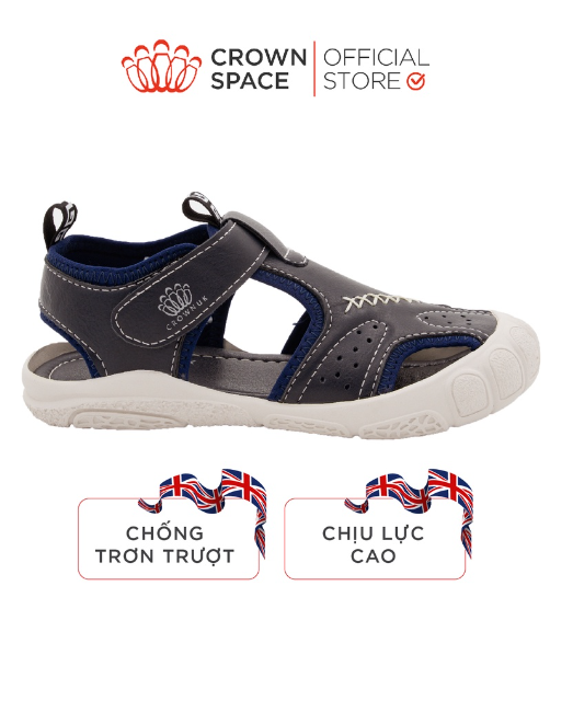 Giày sandal cho bé trai crown space cruk653 size 32-37, sandal bít mũi cao cấp cho bé chính hãng chuẩn y khoa