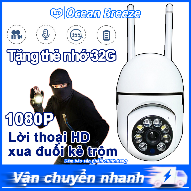 Camera Wifi Giám Sát Không Dây Camera Giám Sát 1080p,360 Độ Giám Sát,Giám Sát hồng ngoại rõ ràng hơn,8 đèn LED