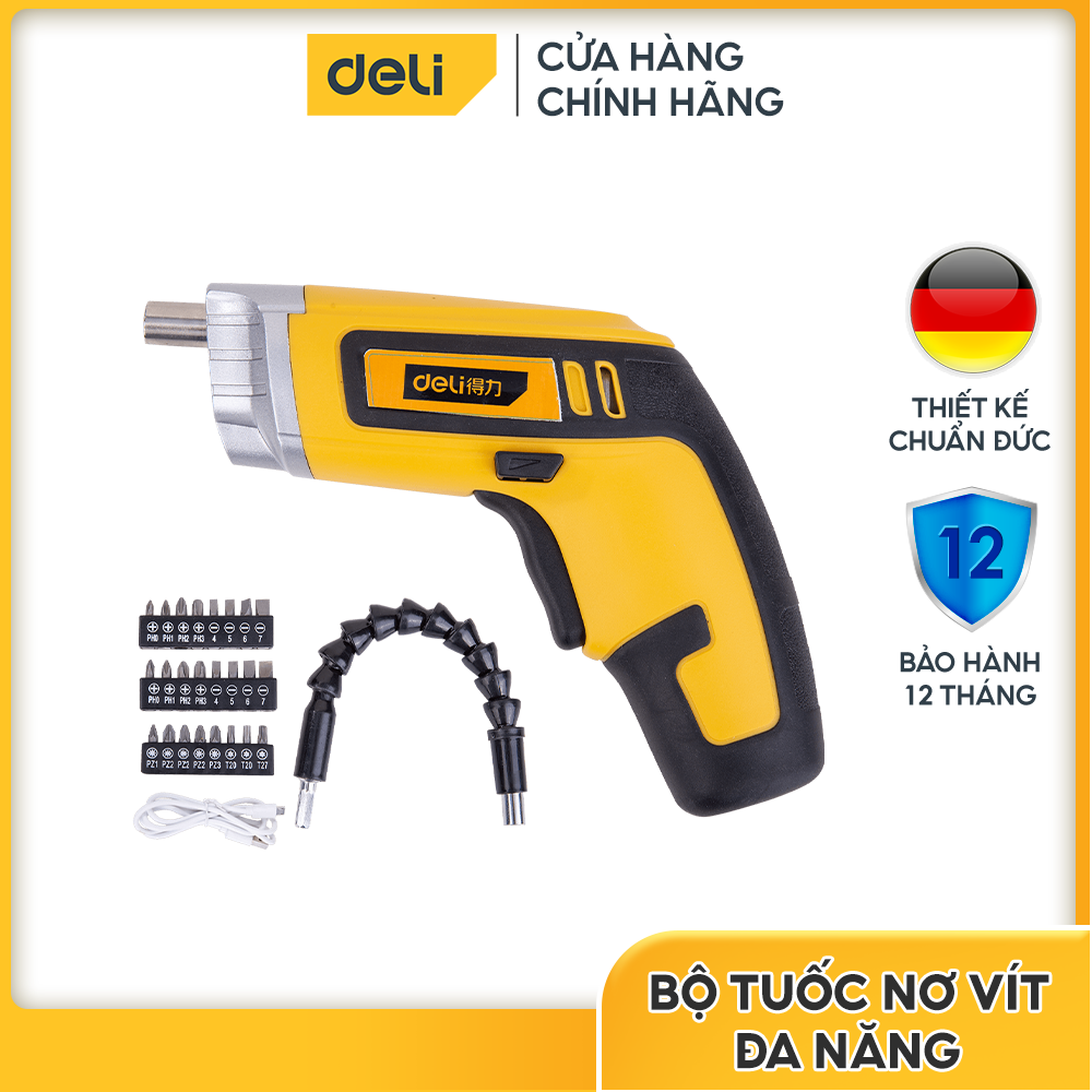 Máy Bắn Vít Cầm Tay Dùng Pin Lithium 3.6V 28 Đầu Vít Hiệu Deli DL6521 [Bảo Hành 12 Tháng] - Đổi Trả 15 Ngày