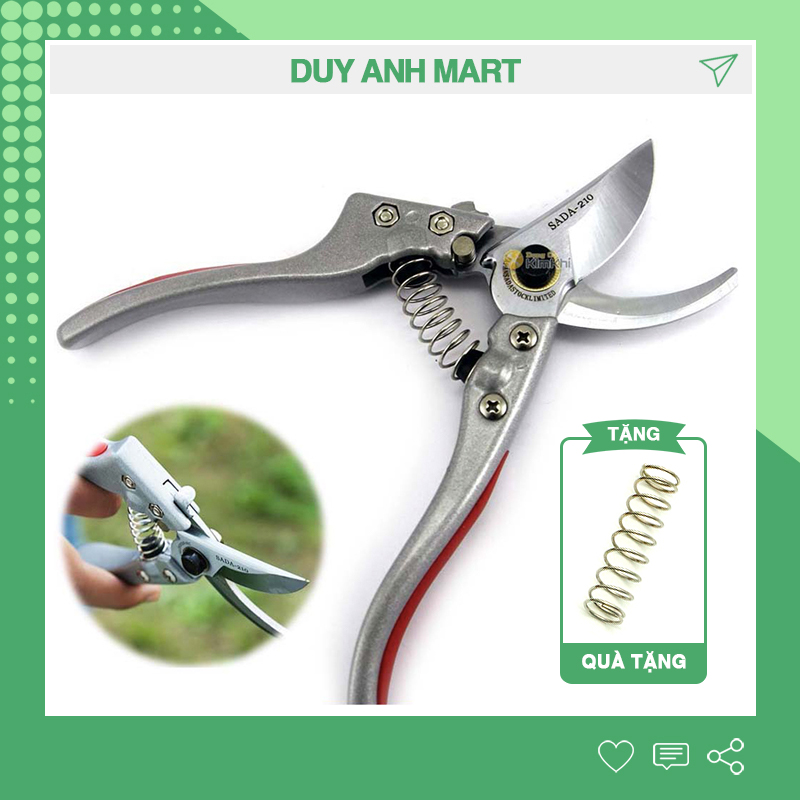 Kéo cắt cành cây SADA 210, kéo tỉa cành cây của Nhật với lưỡi siêu bền đạt 1 triệu lần cắt