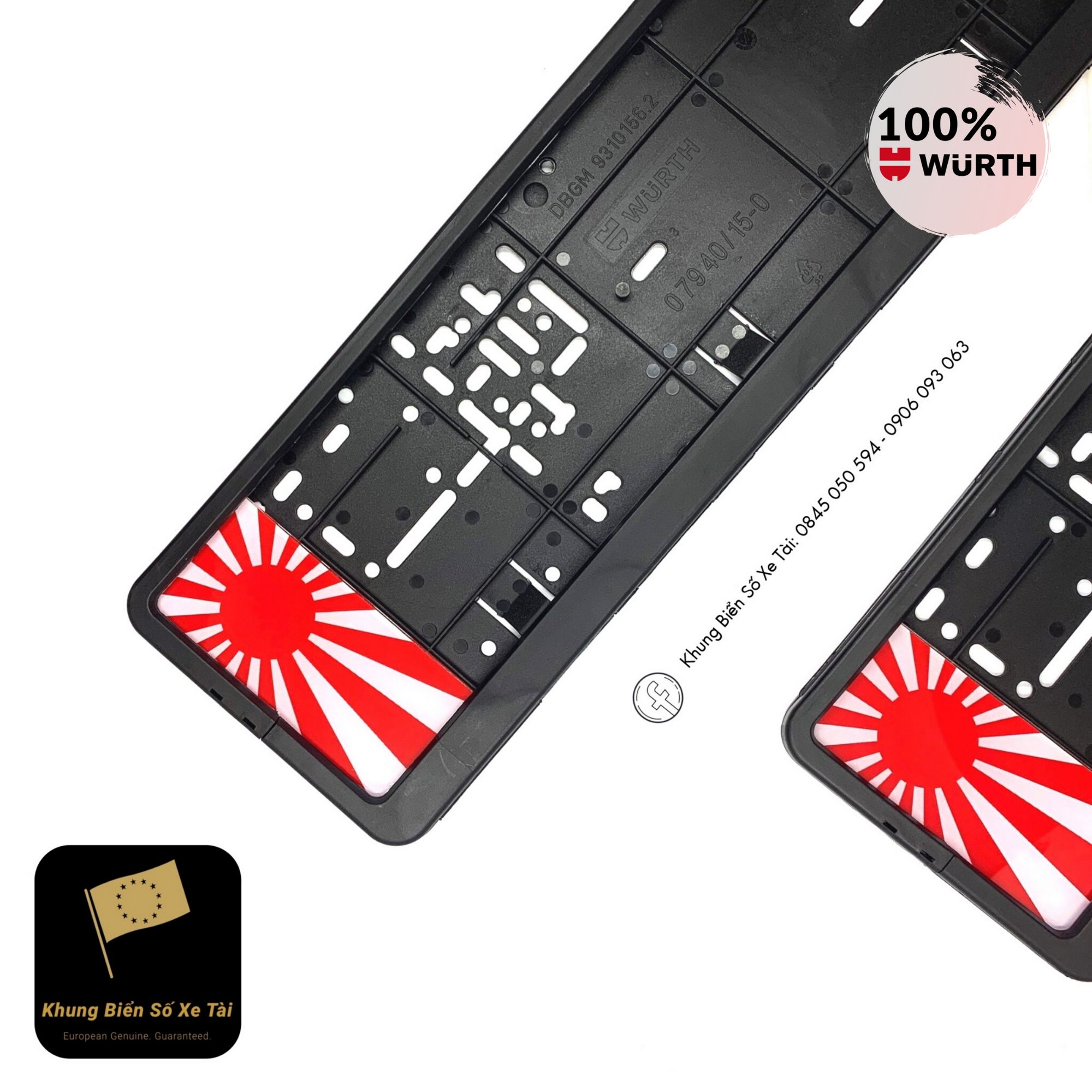 [Có Mica] Khung biển số xe ô tô Châu Âu Wurth phiên bản cờ Nhật (Rising Sun)