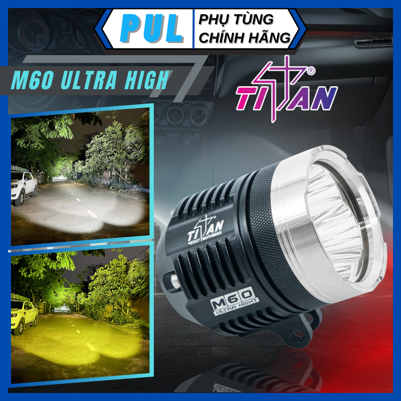 Đèn trợ sáng M60 ULTRA HIGHT 70W chip osram Titanmoto hàng chính hãng ( bảo hành 12 tháng )