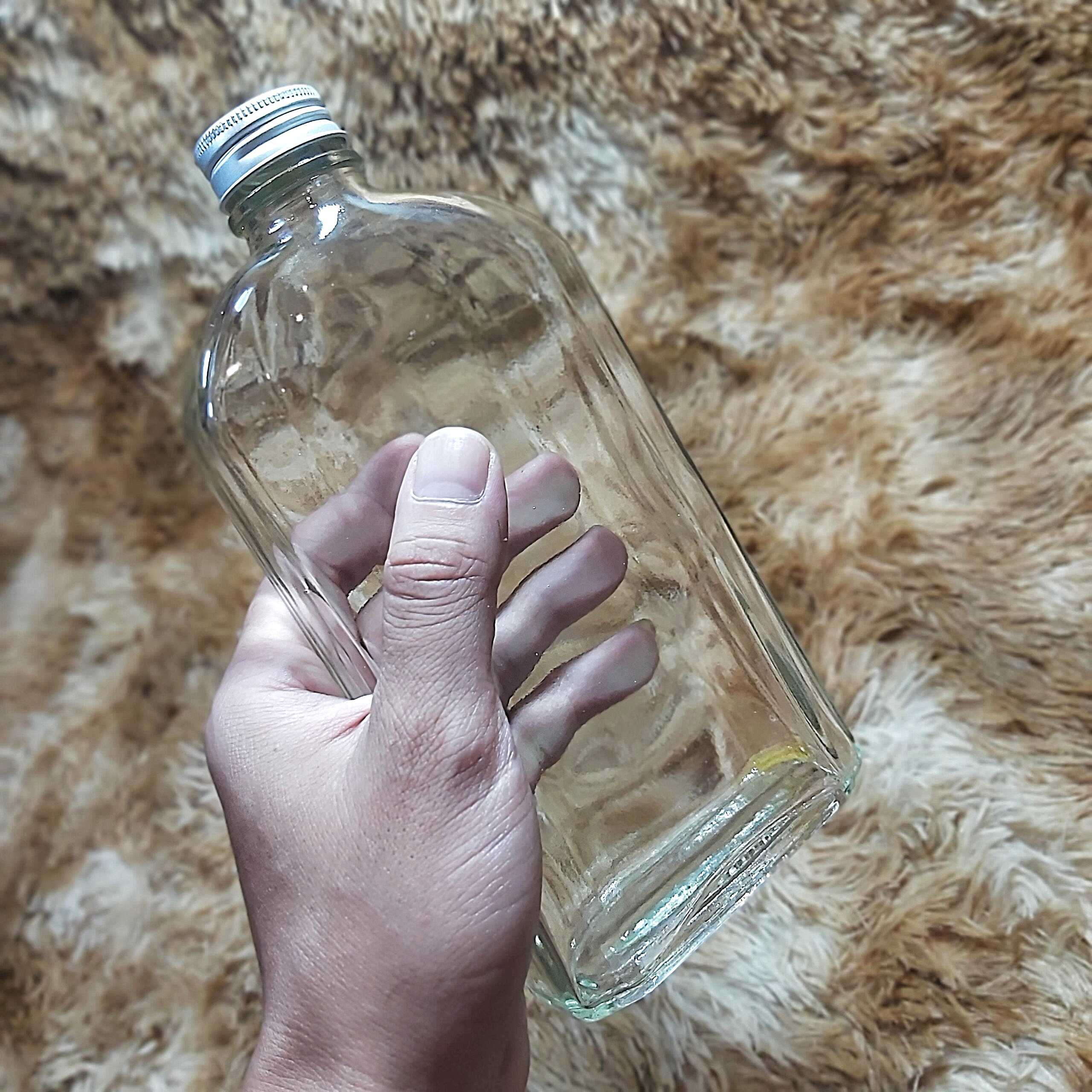 Chai thủy tinh 500ml cao cấp vuông vát vai kiểu dẹt – nắp nhôm - vỏ chai trong suốt