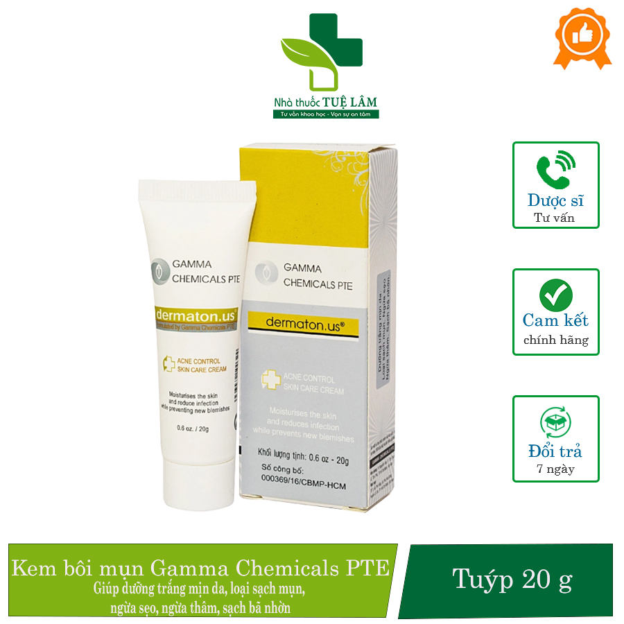 Kem bôi mụn Dermaton us tuýp 20g giúp dưỡng da, ngừa mụn trứng cá, ngừa thâm, sẹo do mụn để lại
