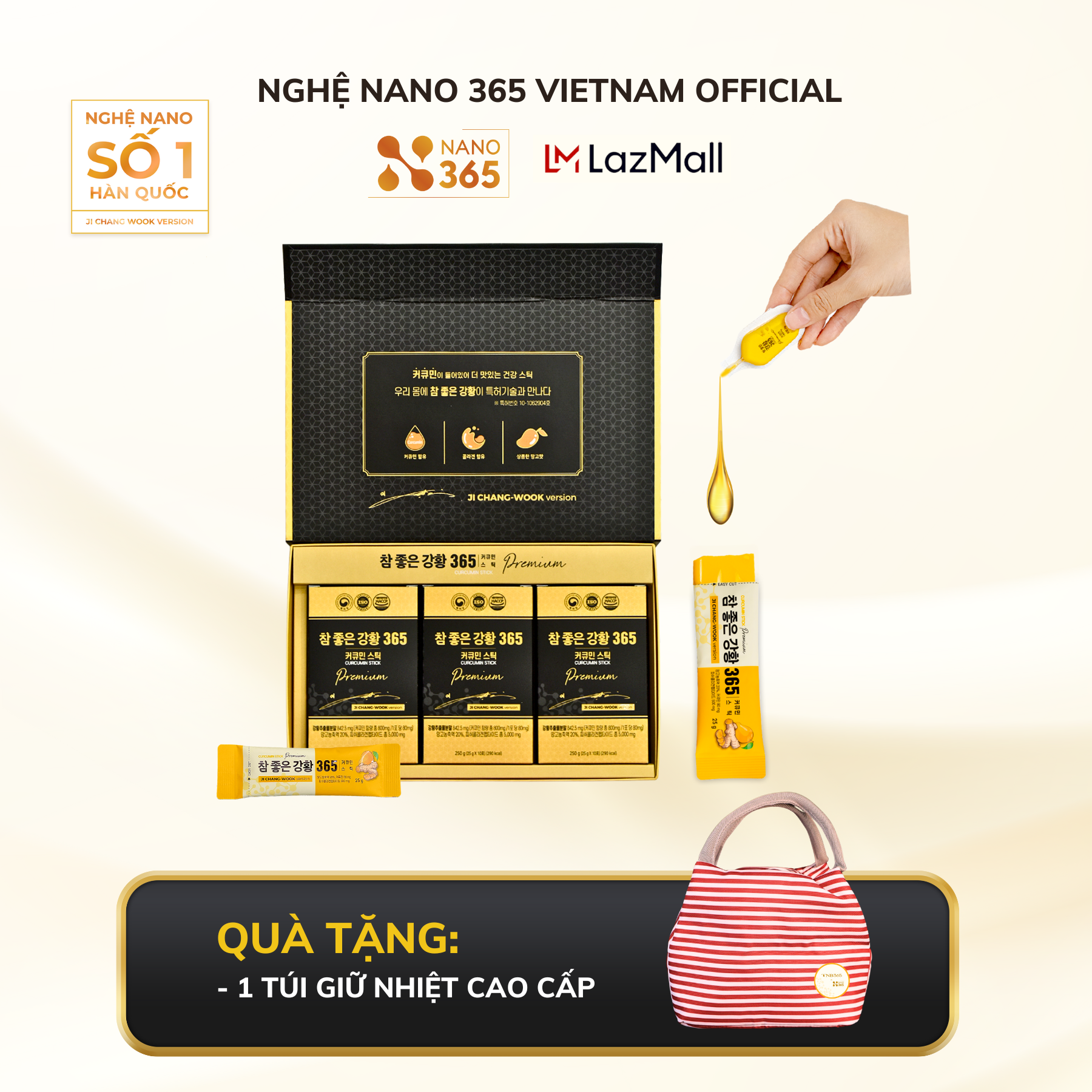Thạch Nghệ Nano Curcumin 365 Collagen Premium Hộp lớn 30 thanh