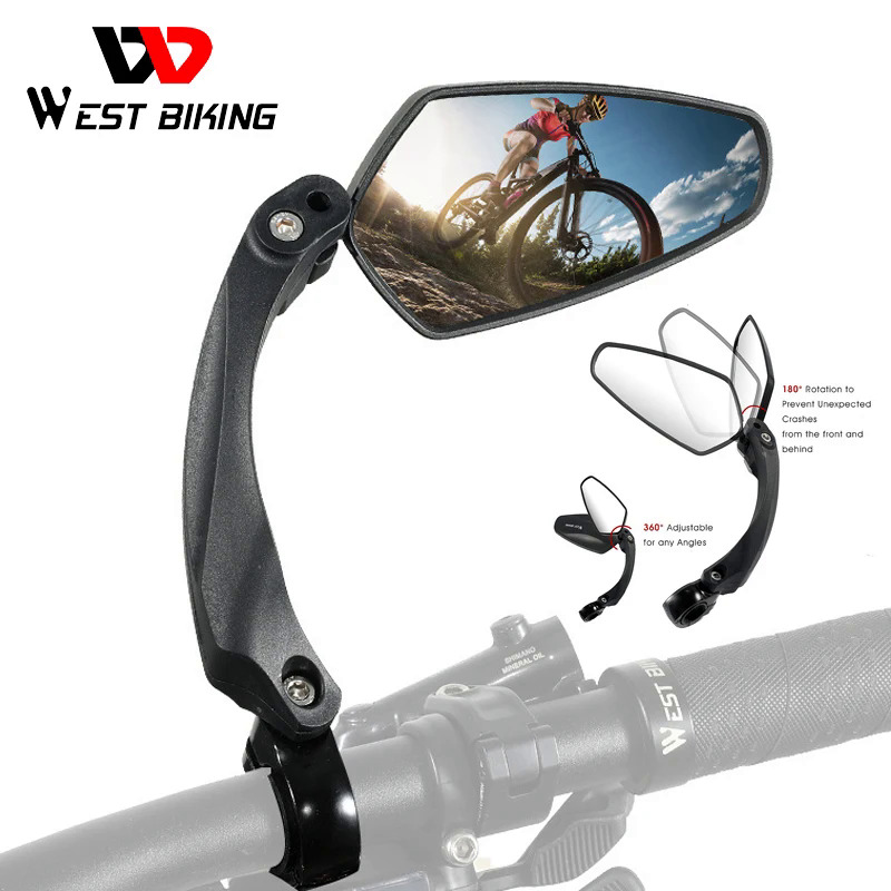 Phía tây đi xe đạp HD chiếu hậu xe đạp tay lái gương góc rộng MTB đường xe đạp điện xe tay ga gương chiếu hậu Phụ kiện đi xe đạp