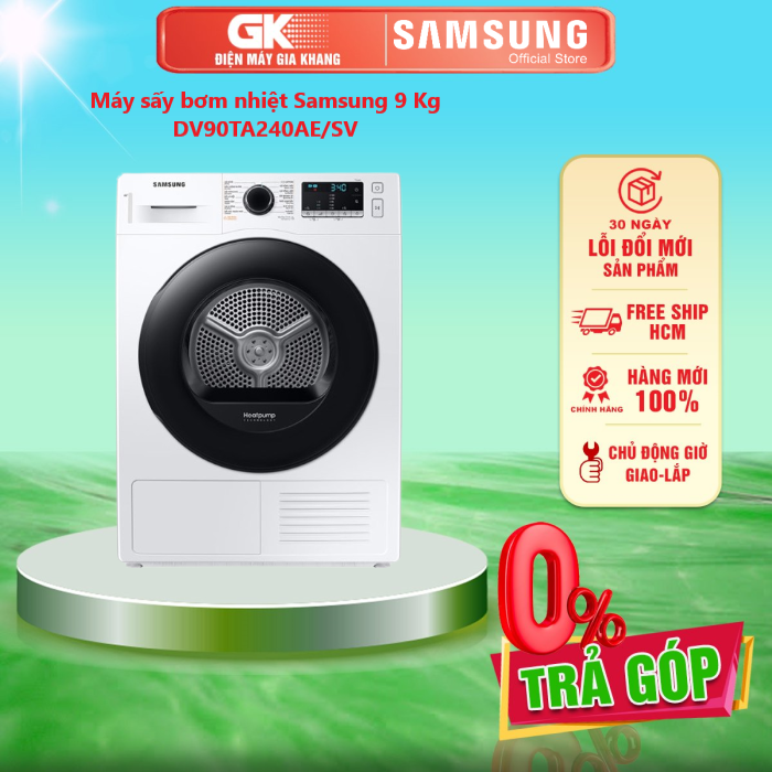 Máy sấy bơm nhiệt Samsung 9 Kg DV90TA240AE/SV Mới 2021 - GIAO TOÀN QUỐC - FREESHIP HCM