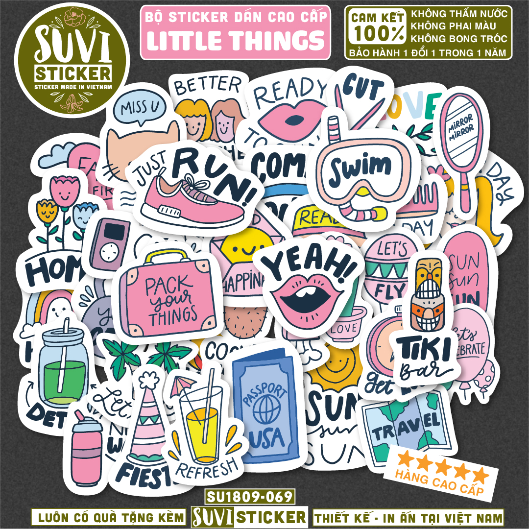 Sticker Cute Dễ Thương chống nước dán laptop, điện thoại, đàn guitar, mũ bảo hiểm, vali.