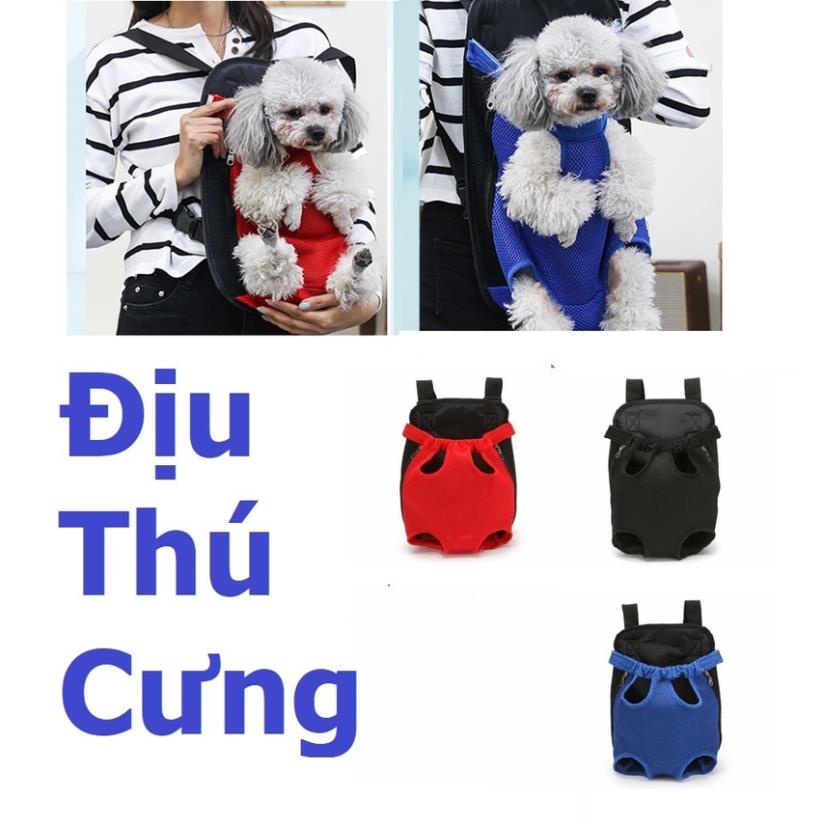 Địu cho chó mèo vải lưới thoáng khí có quai xách địu vận chuyển thú cưng