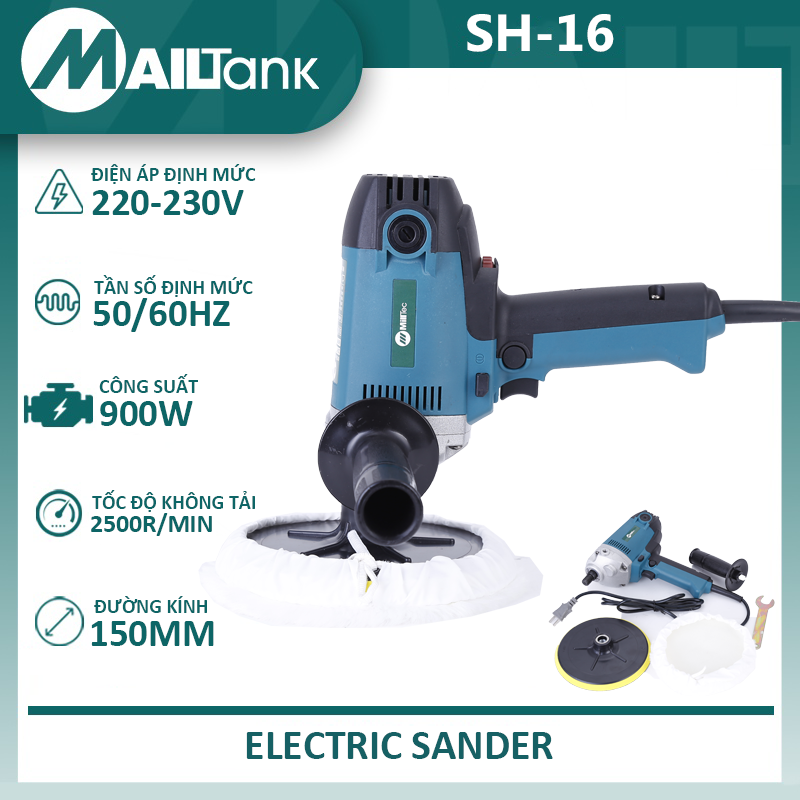 Máy đánh bóng xe hơi 5 in Mailtank, mẫu SH16, quà tặng 2 mốt đánh bóng và 1 miếng bông lông